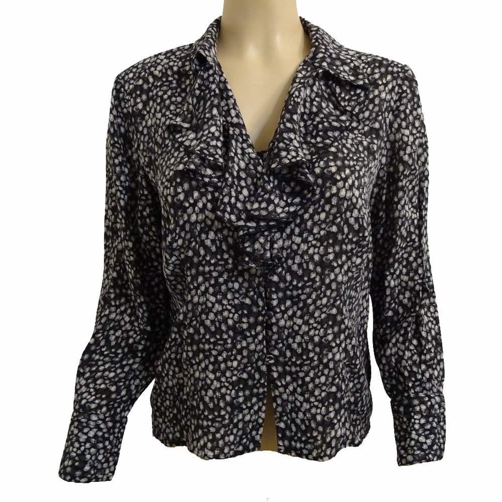 Vintage Liz Claiborne 100% Silk Blouse Ruffled Neckline Size 12